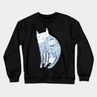 Cat with tatts, the amazing tattooed cat! Crewneck Sweatshirt